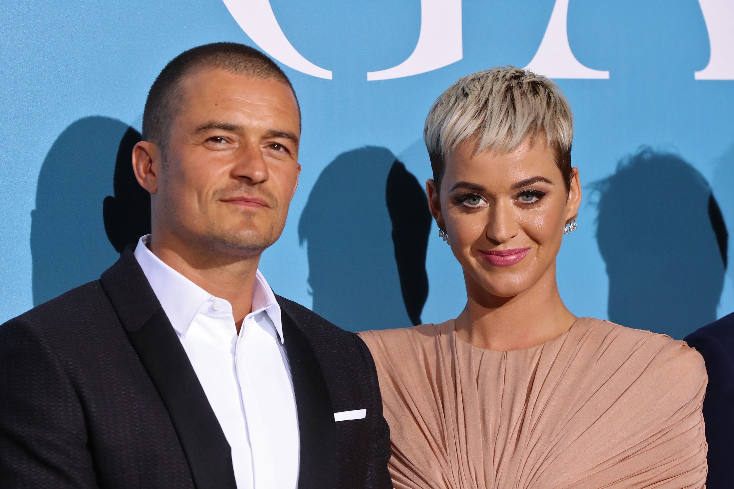 British actor Orlando Bloom and US singer Katy Perry pose upon their arrival at the 2nd Monte-Carlo Gala for the Global Ocean 2018 held in Monaco on September 26, 2018