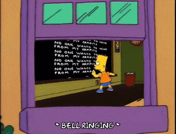 Bart writing &quot;No one wants to hear from my armpits&quot; over and over again on the chalkboard