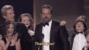 David Harbour says &quot;thank you&quot; on stage at the SAG Awards