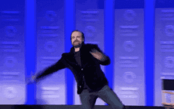 David Harbour dances on stage at The Paley Center for Media