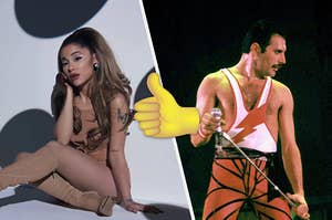 Thumbs up between Ariana Grande and Freddie Mercury