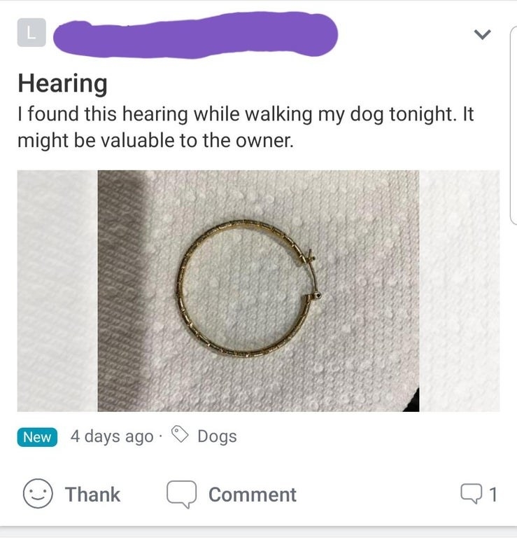 Marketplace ad reading, &quot;Hearing&quot; instead of &quot;earring&quot;