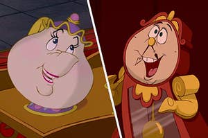 Missus Potts and Cogsworth from Beauty and the Beast