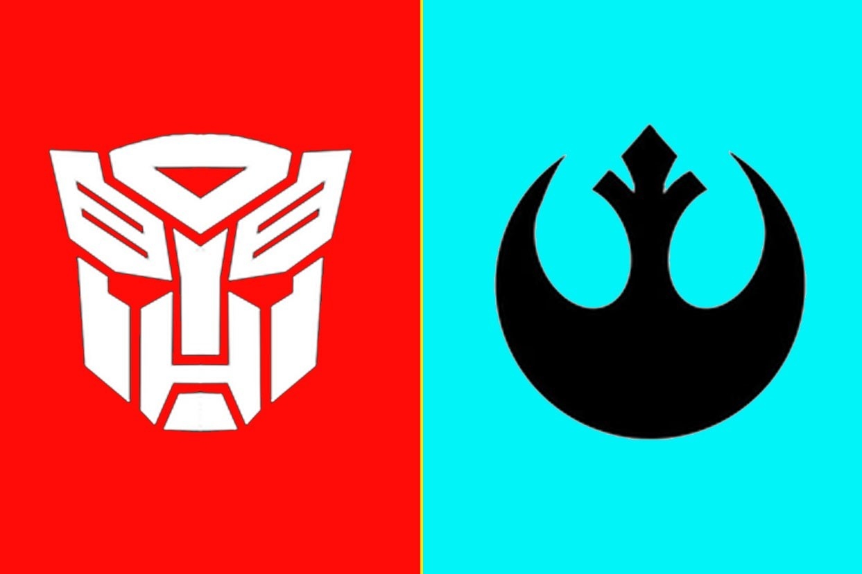 The Transformers logo and the Rebel Alliance logo 