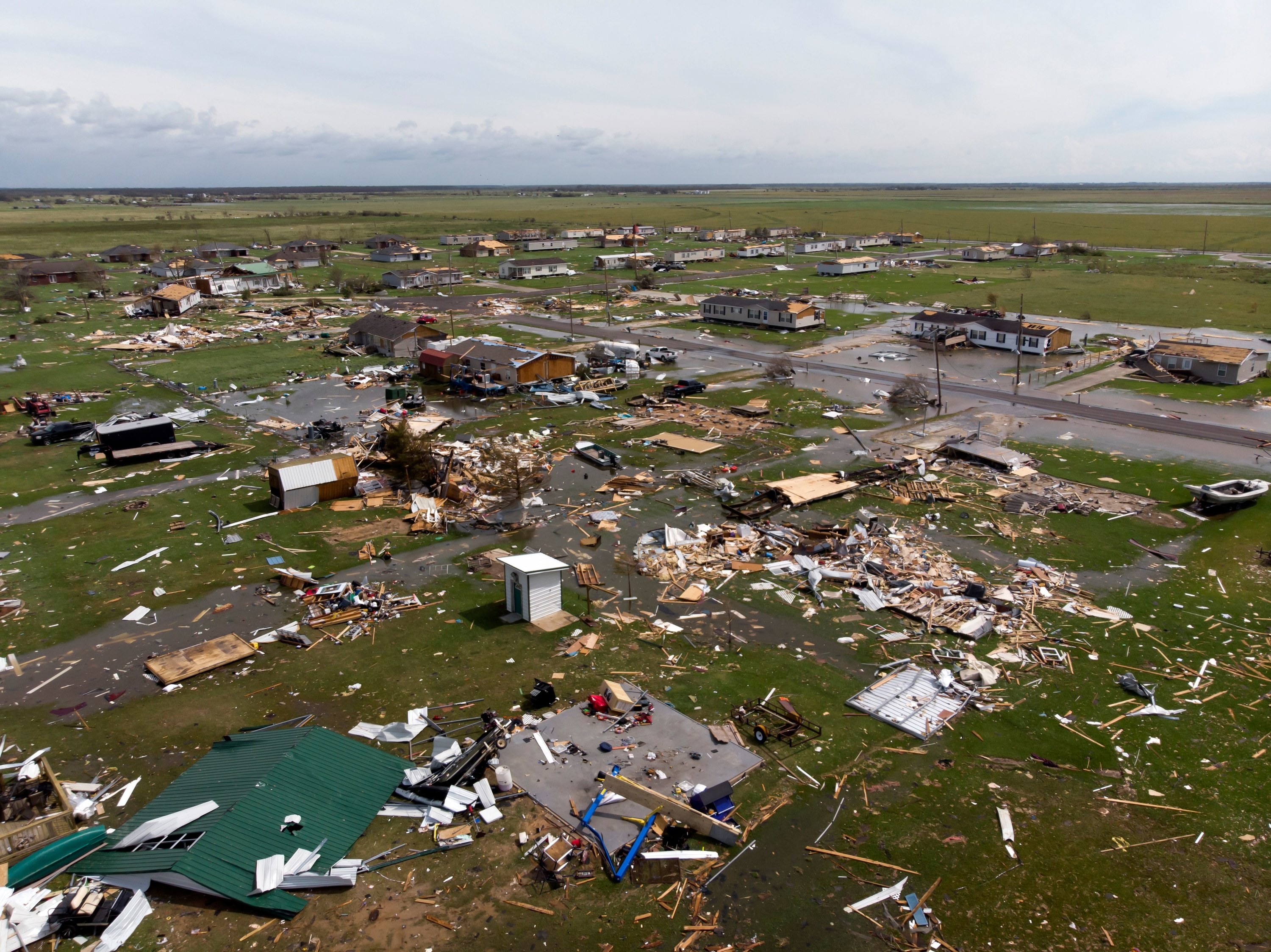 A vast panorama showing many completely destroyed homes