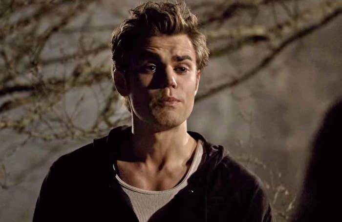 Stefan stands in front of Elena with tears in his eyes