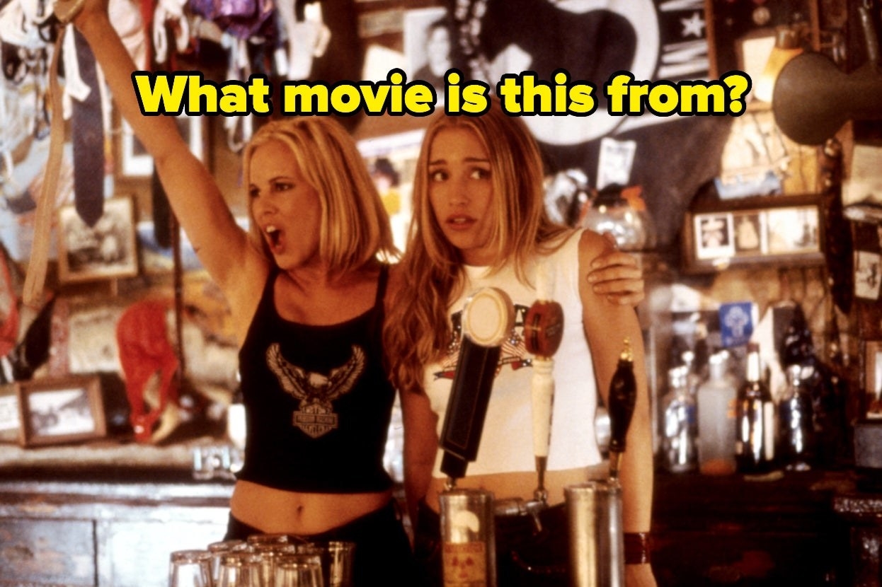 Girls at a bar with the words &quot;What movie is this from?&quot; 