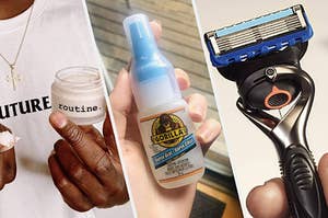 deodorant, gorilla glue, and razor