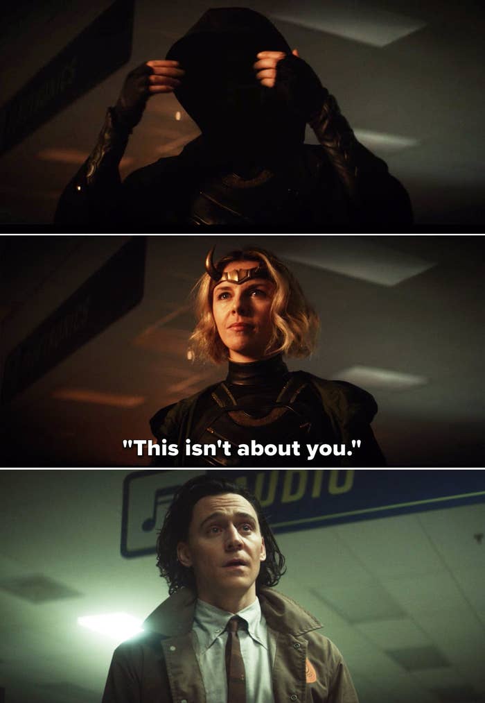 "Enchantress" telling Loki, "This isn't about you"