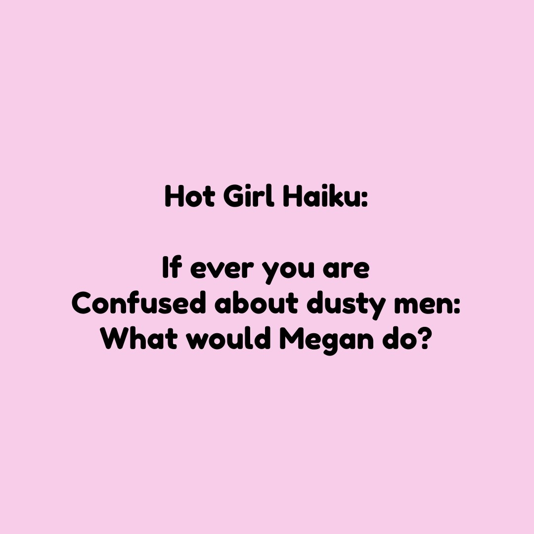 if ever you are confused about dusty men: what would megan do?