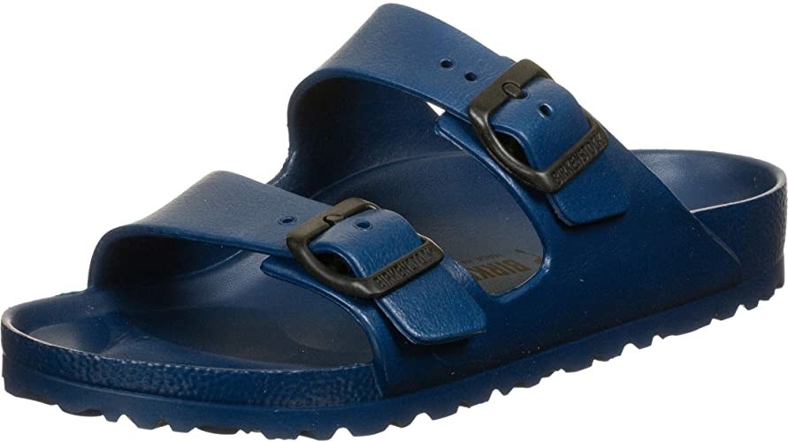 A navy blue version of the rubber sandal