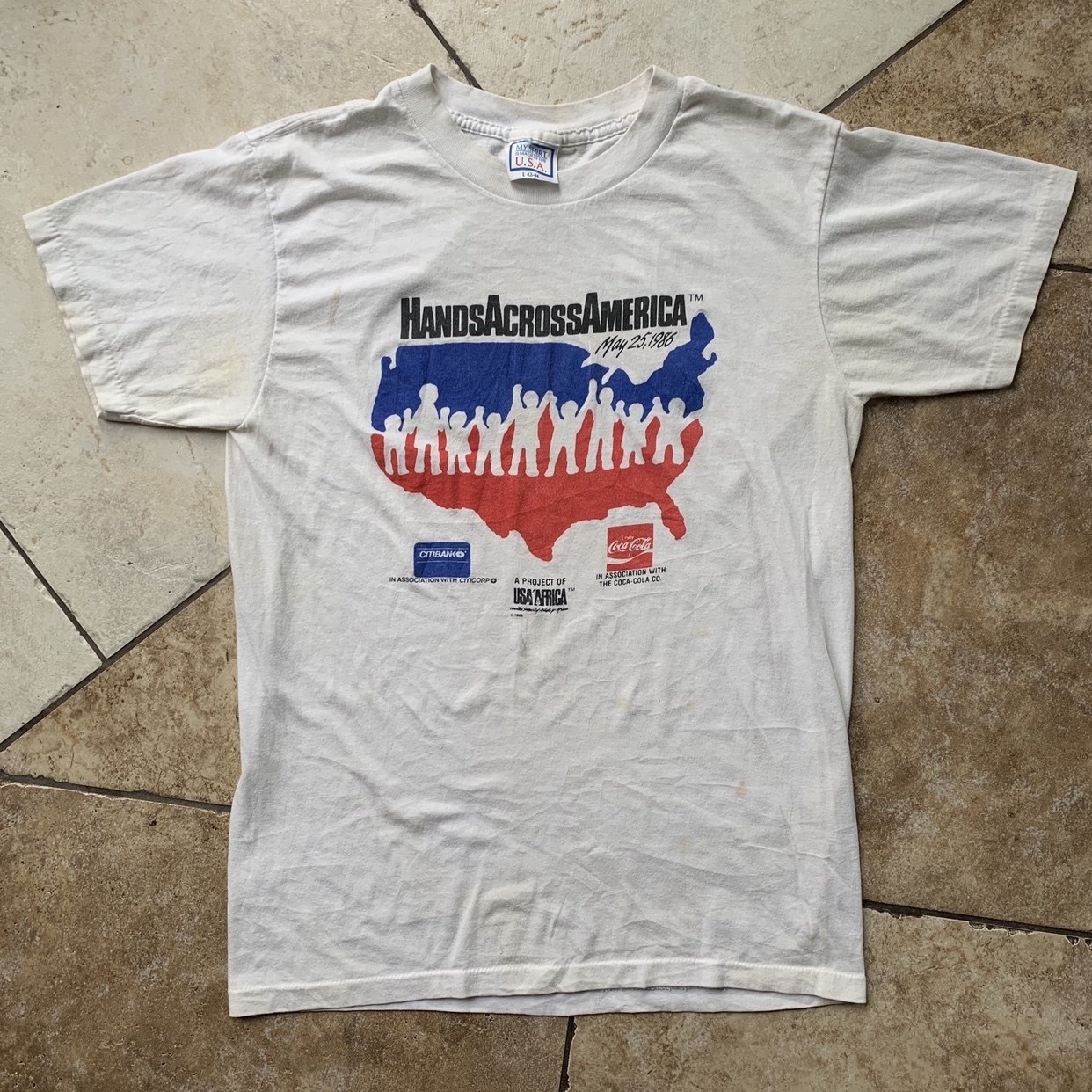 Hands Across America white T-shirt