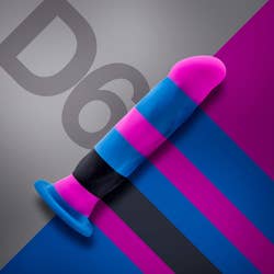 D6 Electra blue, pink and black stripe dildo