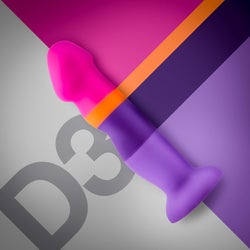 D3 Summer Fling pink, orange and purple stripe dildo