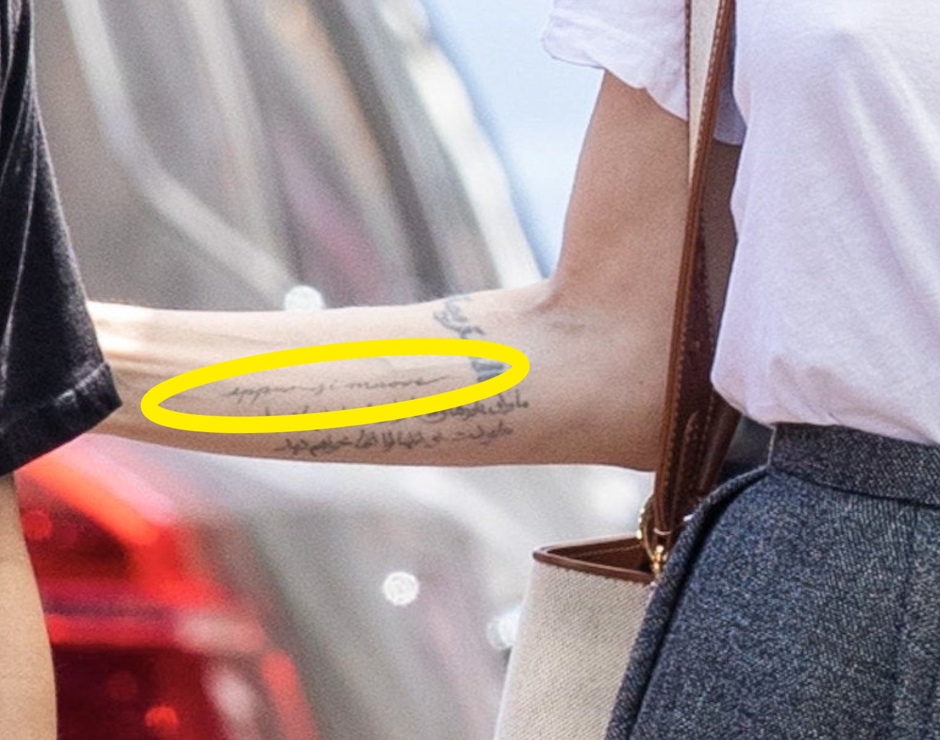 A closeup of Angelina&#x27;s tattoo