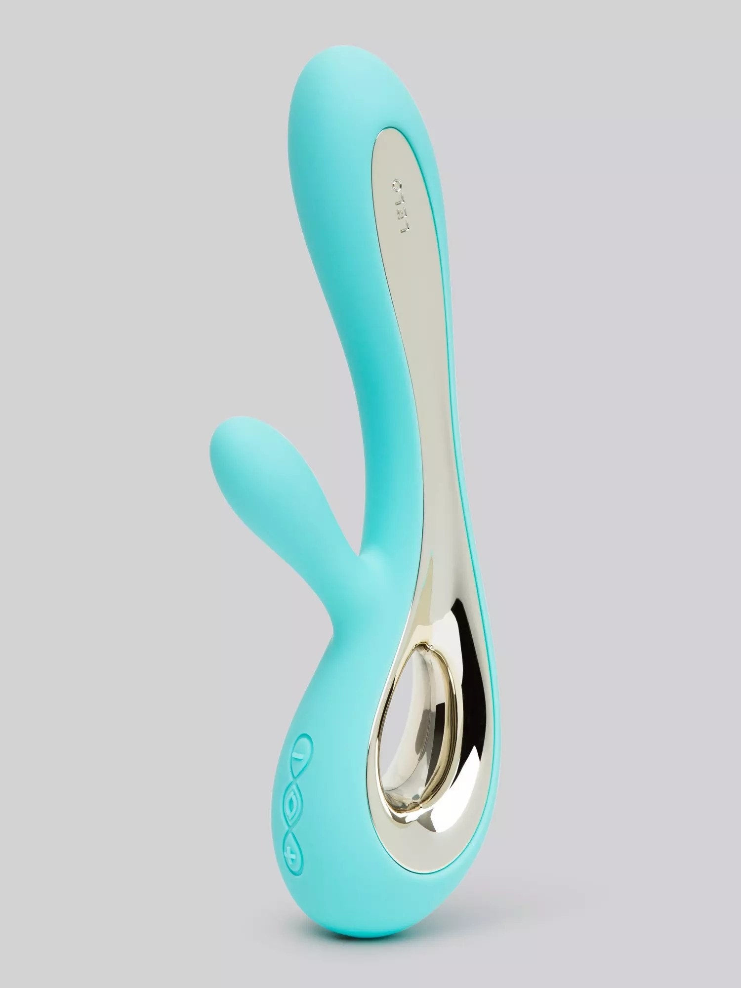 Aqua vibrator with goldtone accents on handle