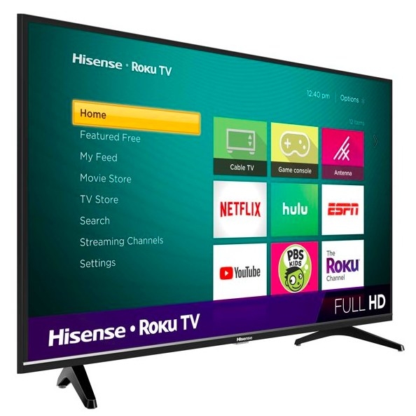 The tv displaying popular apps (netflix, hulu, etc.) on homescreen