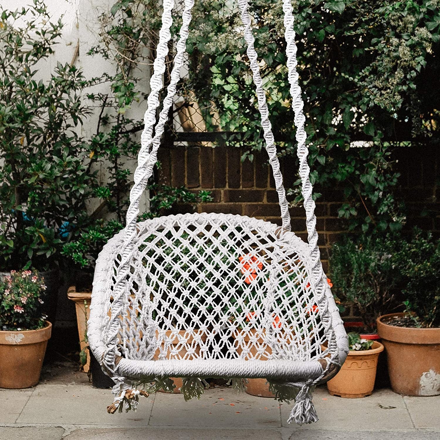 White outdoor swing chair