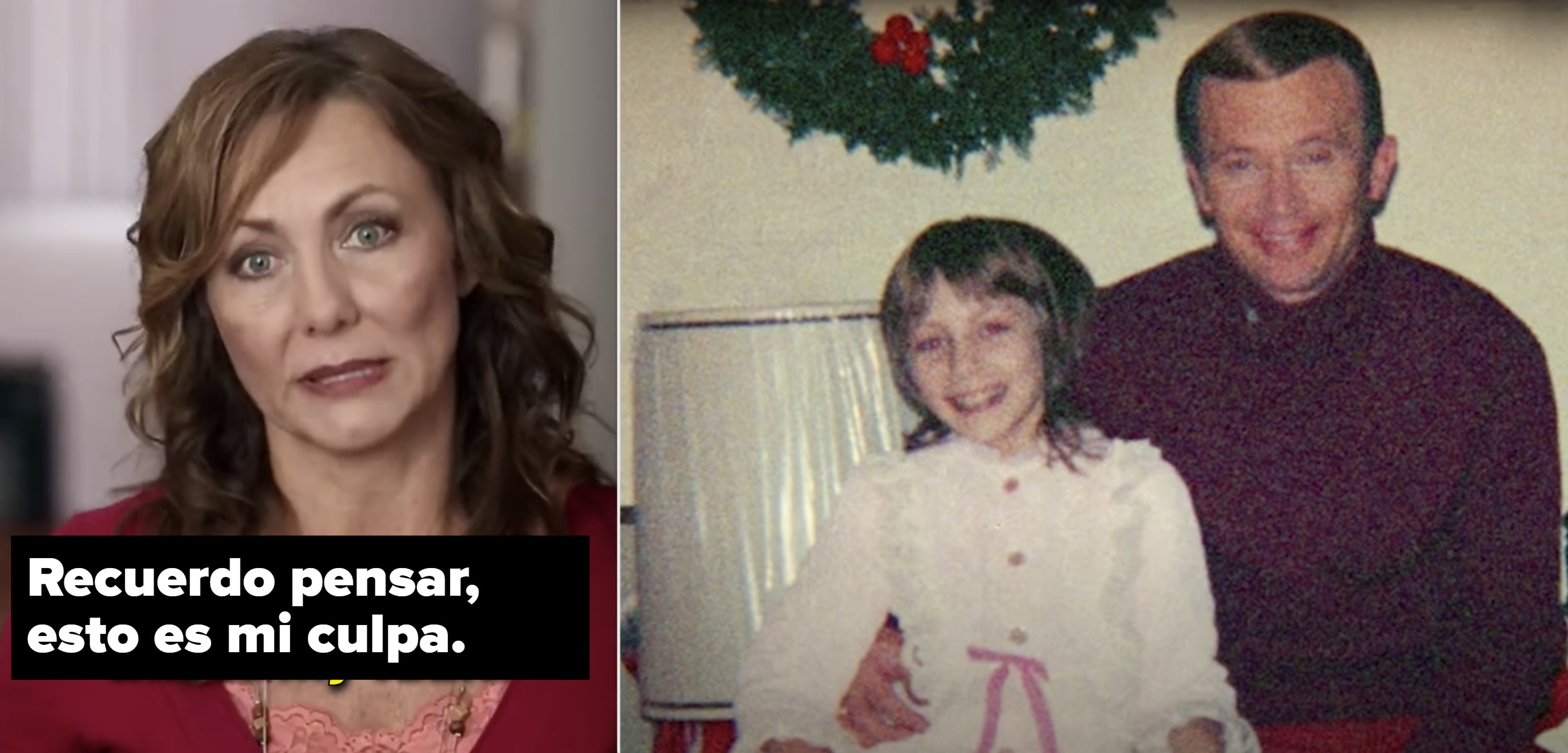 Side-by-side of Jan Broberg vs. Jan as a kid being photographed with her kidnapper