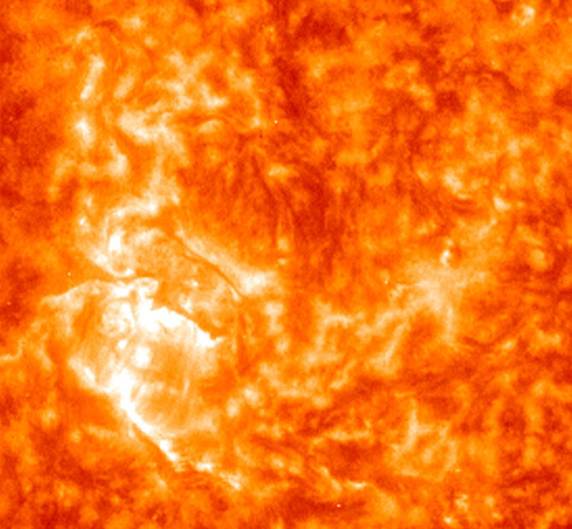 An up close shot of the surface of the sun