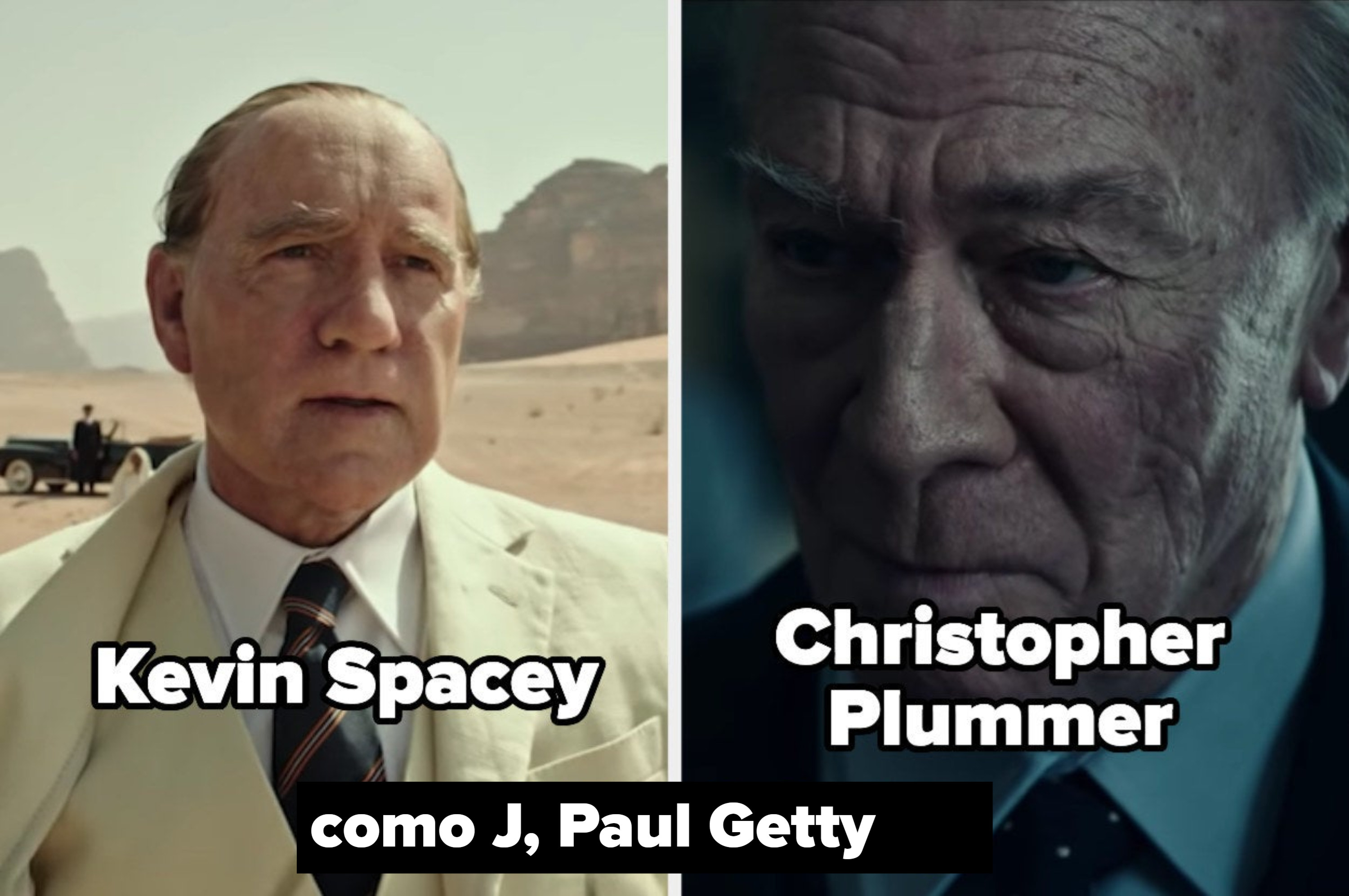 Kevin Spacey and Christopher Plummer side by side as J. Paul Getty
