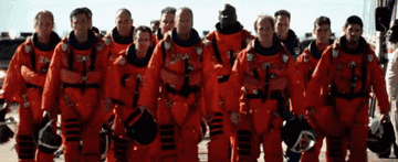 Cast of &quot;Armageddon&quot; in space suits