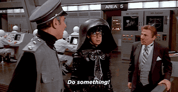 three men in space yelling