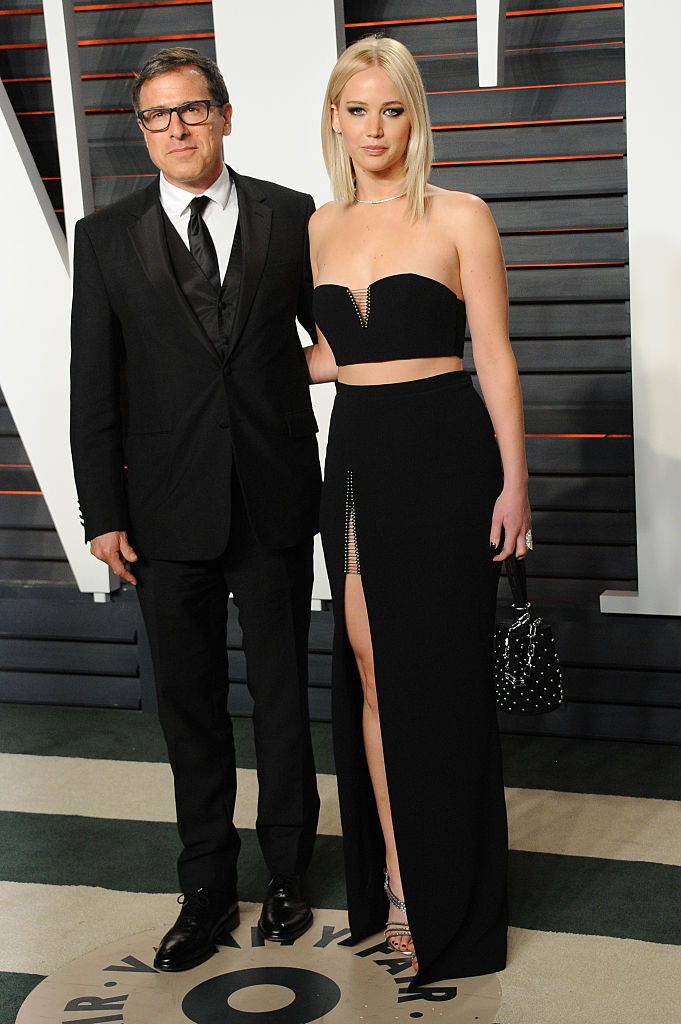 David O. Russell and Jennifer Lawrence at the Vanity Fair Oscar party in 2016