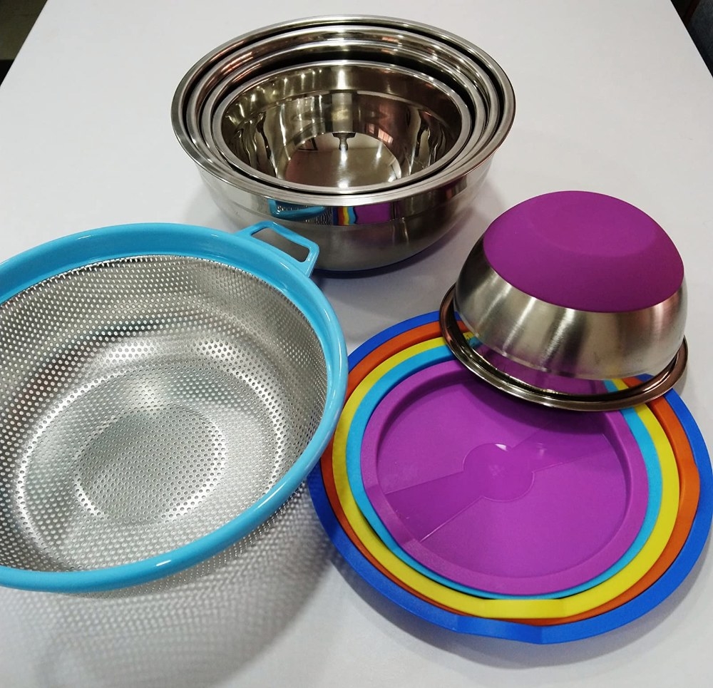 Reviewer&#x27;s photo of the mixing bowls in different colors