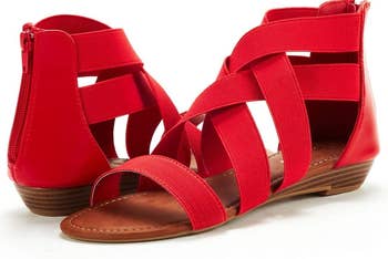 the sandals in red