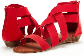 the sandals in red