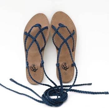 the sandals in navy blue