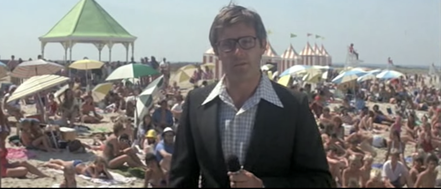 Peter Benchley as a reporter on the beach