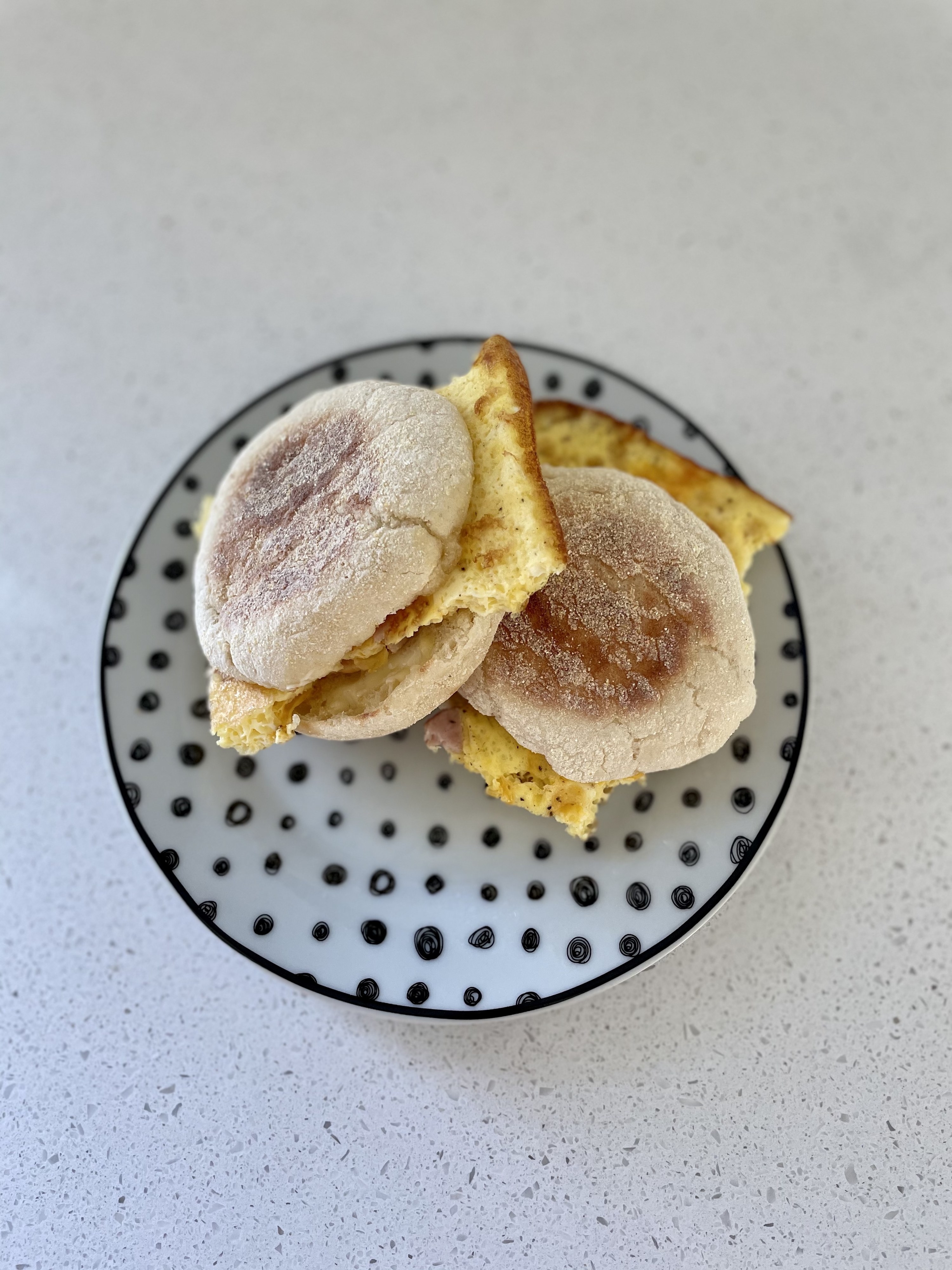 Plated egg sandwiches
