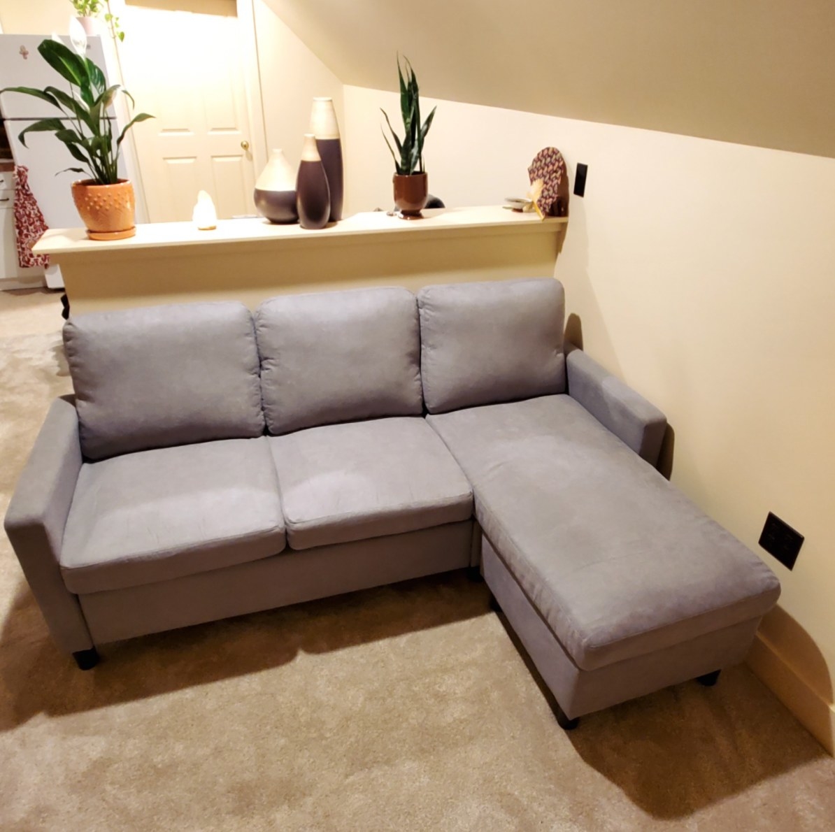 The L shaped sectional in gray