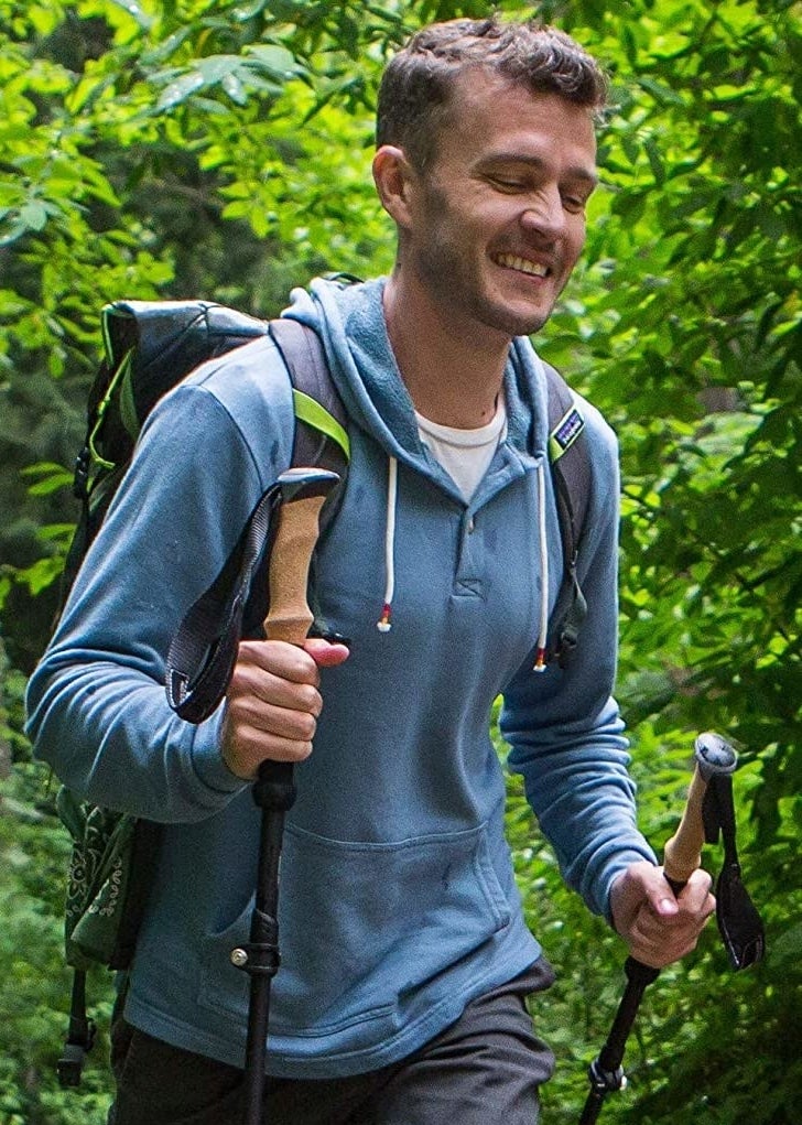 person with the poles