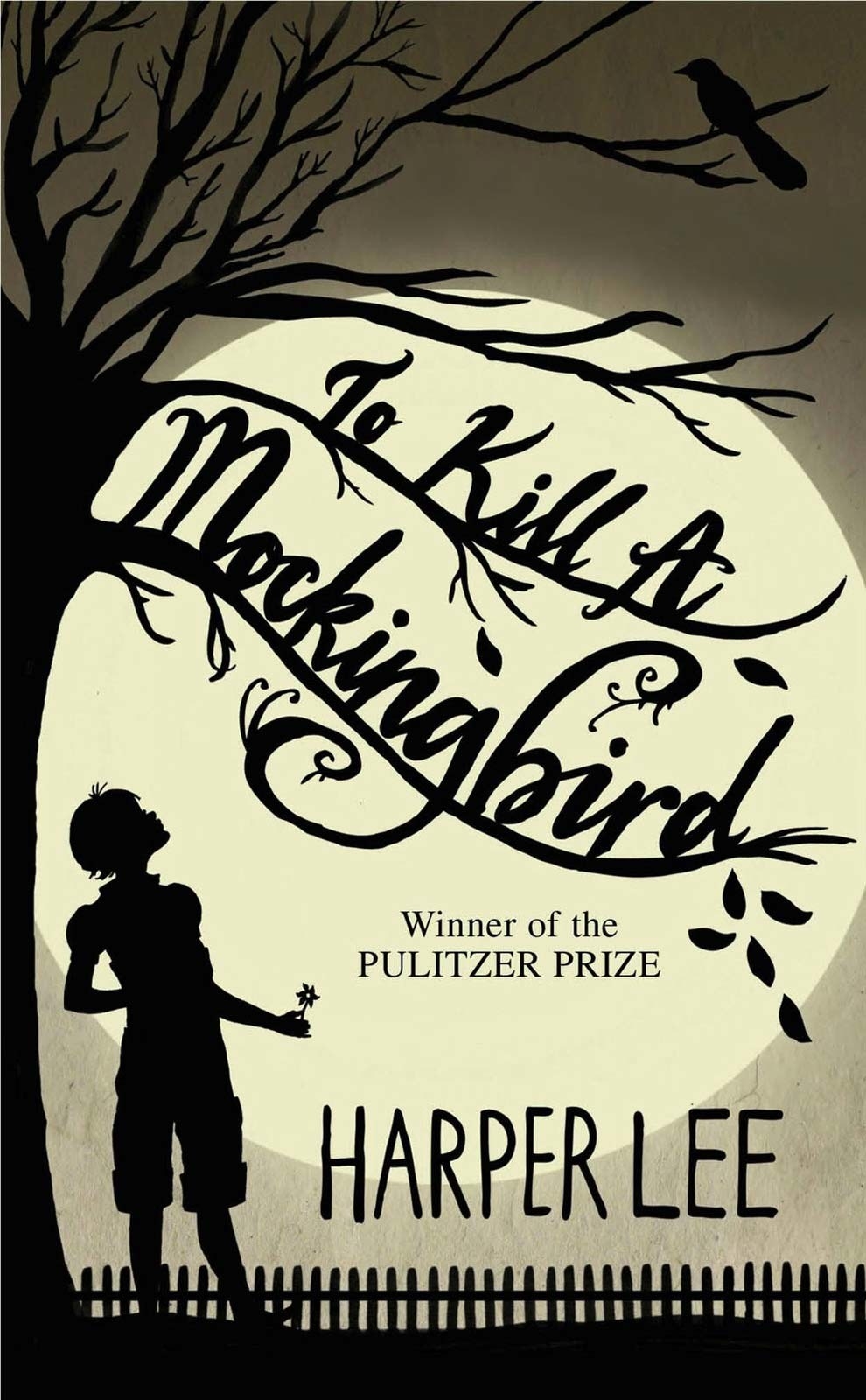 The silhouette of a girl standing under a tree on the cover of To Kill a Mockingbird