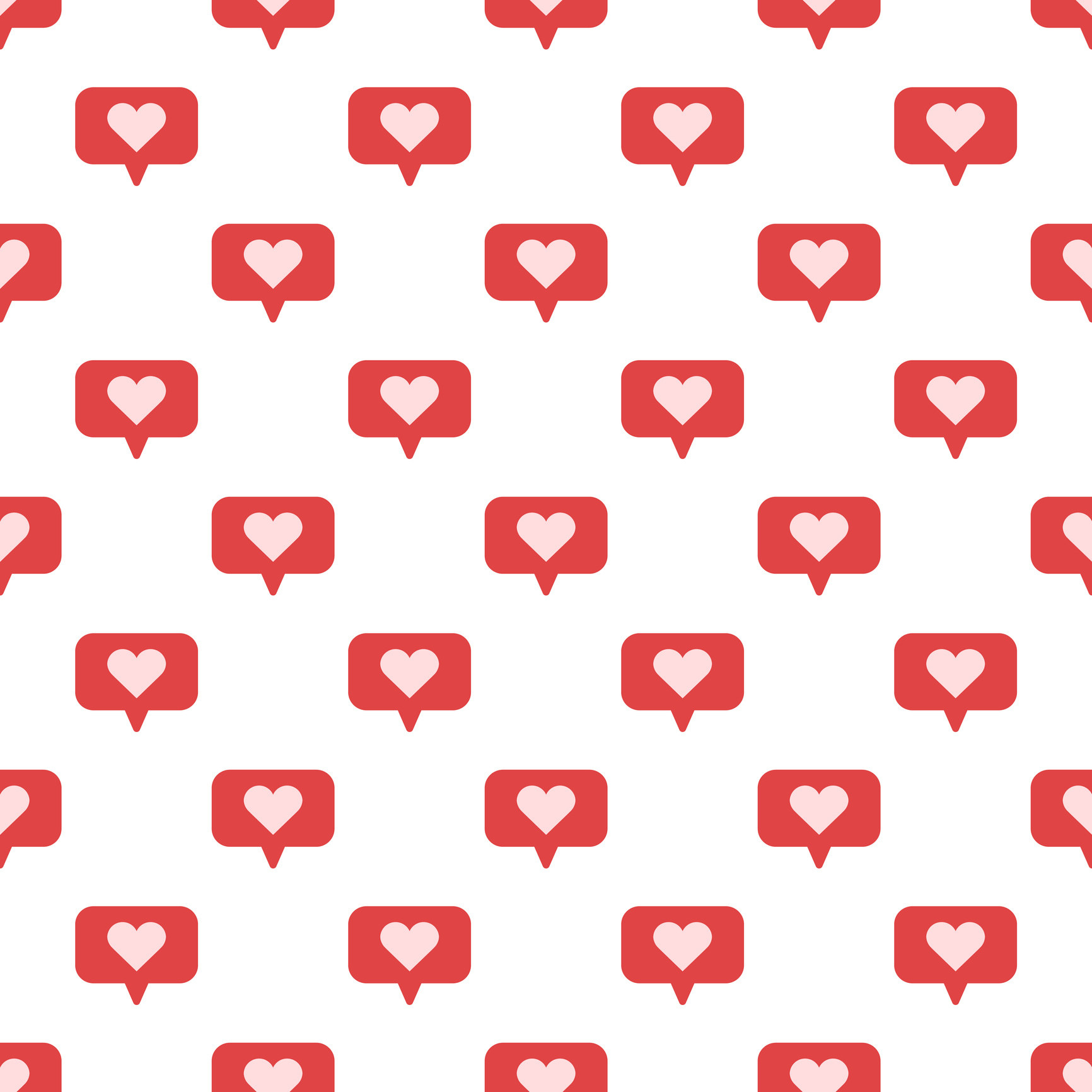 A repeating pattern of heart likes, like from Instagram