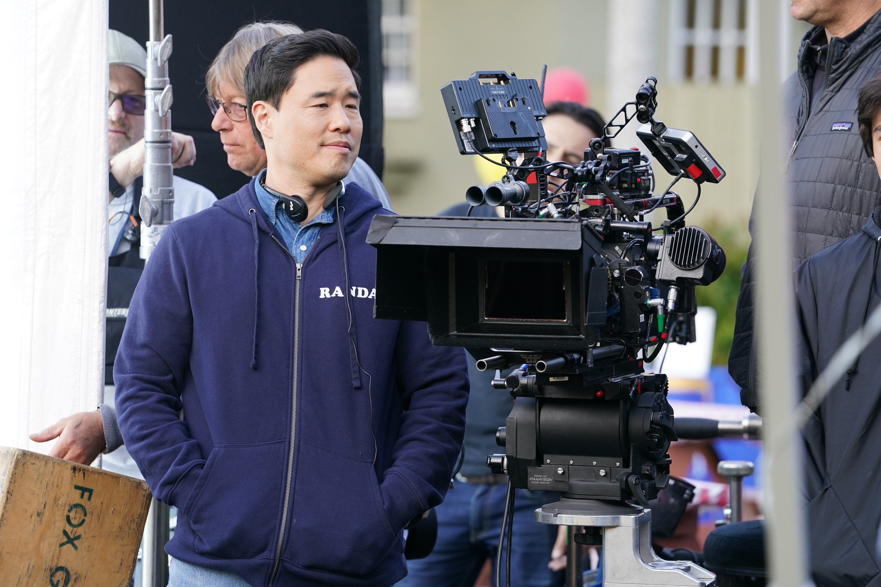 Randall Park on the set of Fresh Off the Boat
