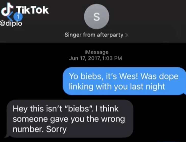 Screenshot of TikTok exchange