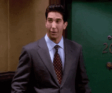 Ross from Friends pretending to be scared.