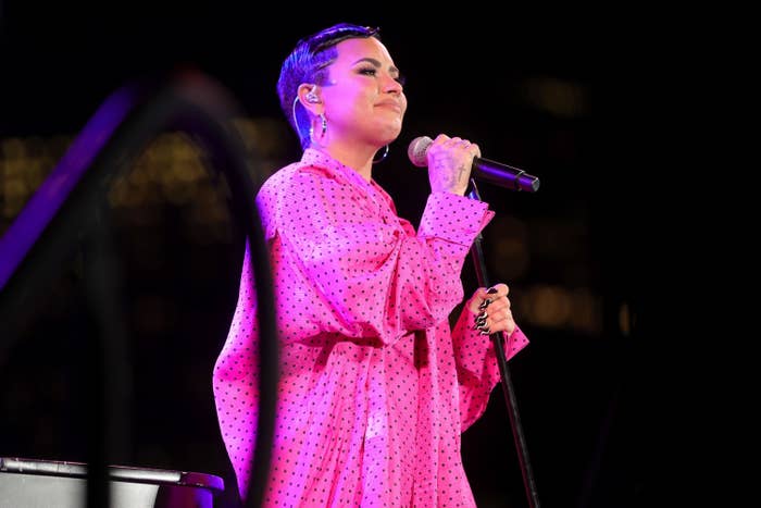 Demi Lovato performs onstage during the OBB Premiere Event for YouTube Originals Docuseries "Demi Lovato: Dancing With The Devil" at The Beverly Hilton on March 22, 2021 in Beverly Hills, California