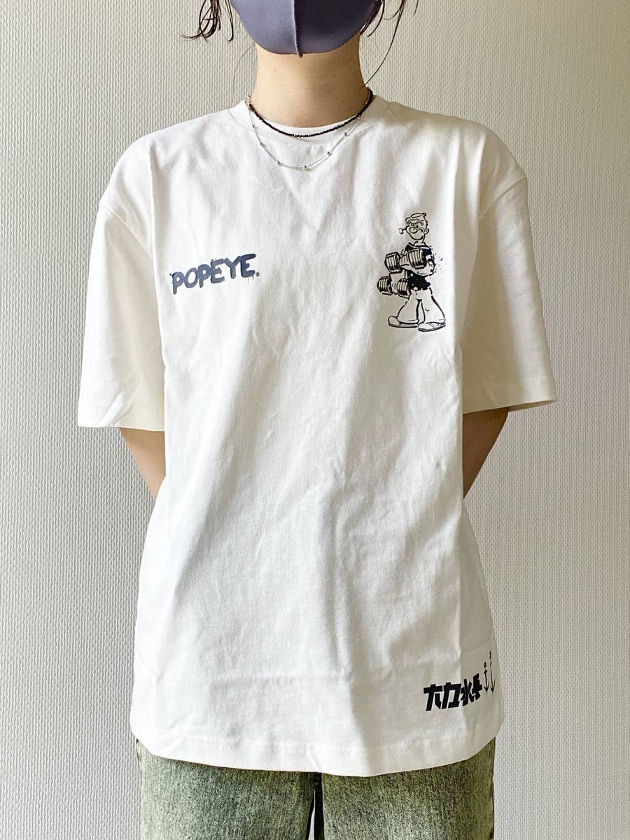 バックプリントに惚れた H Amp Mの ポパイtシャツ ポップなイラストが可愛い