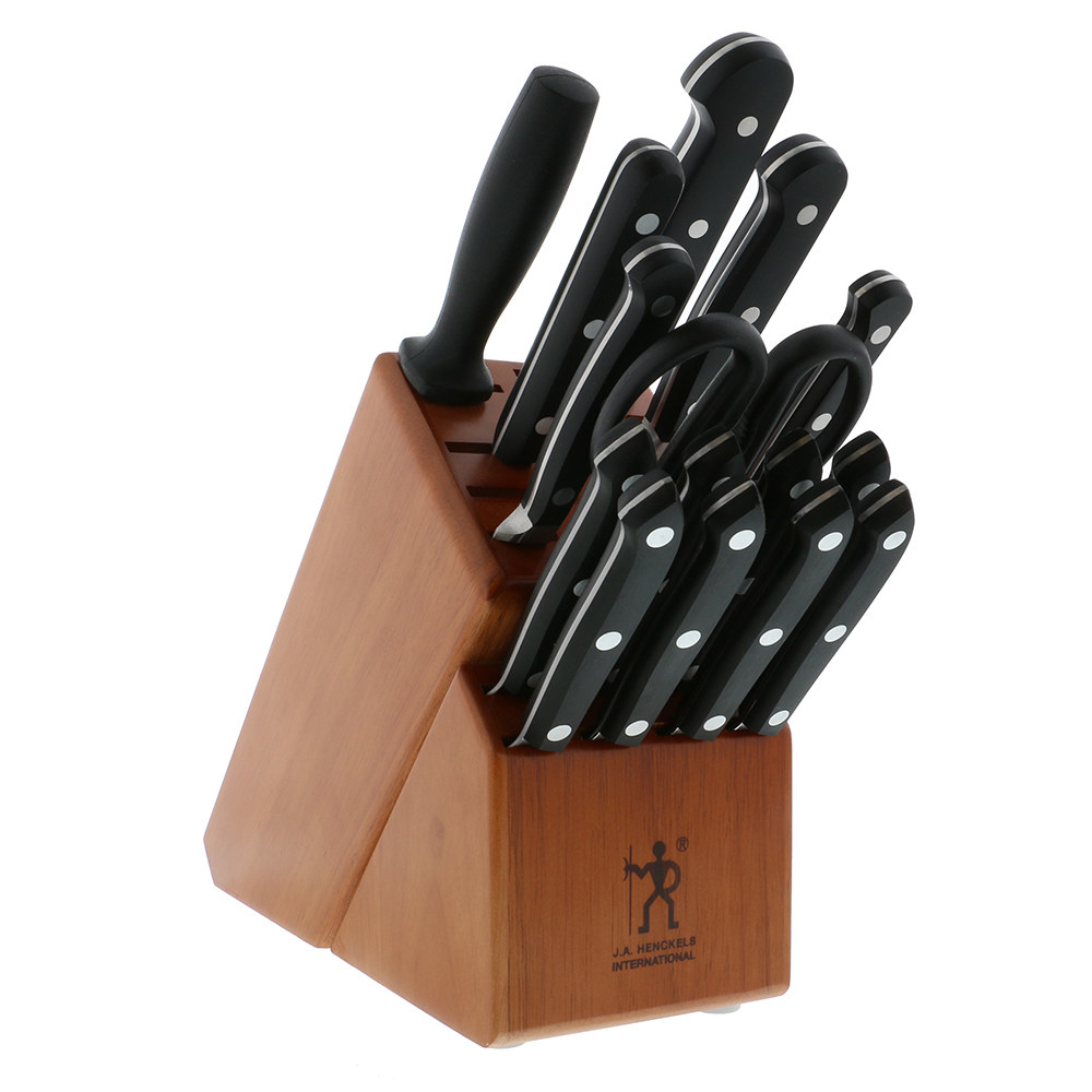 the knife set in the wooden holder