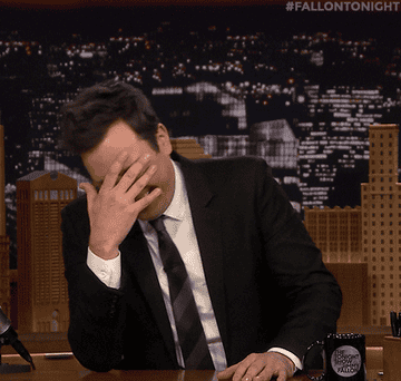 Jimmy Fallon laughing on set.