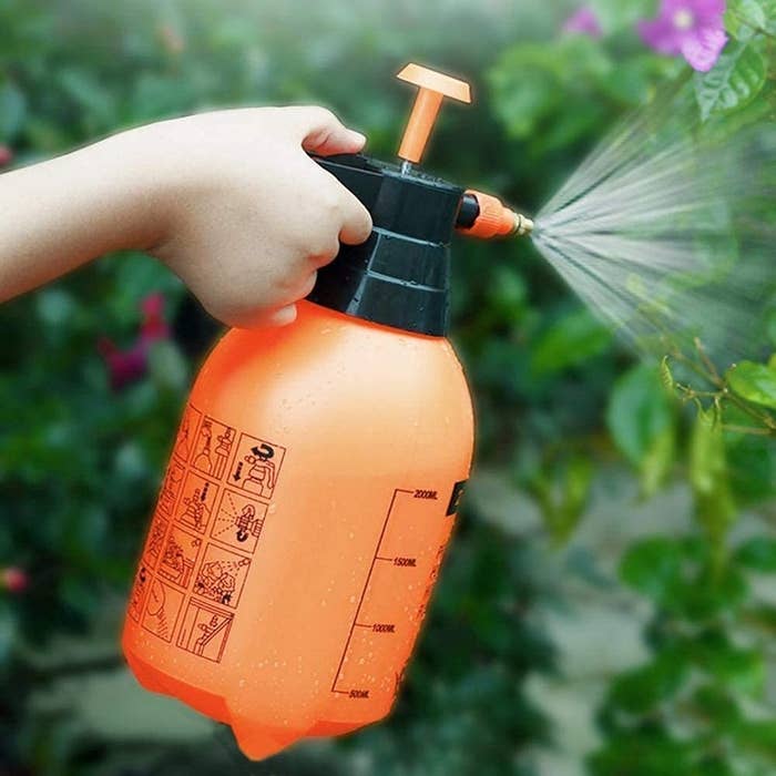 A garden water spray bottle.