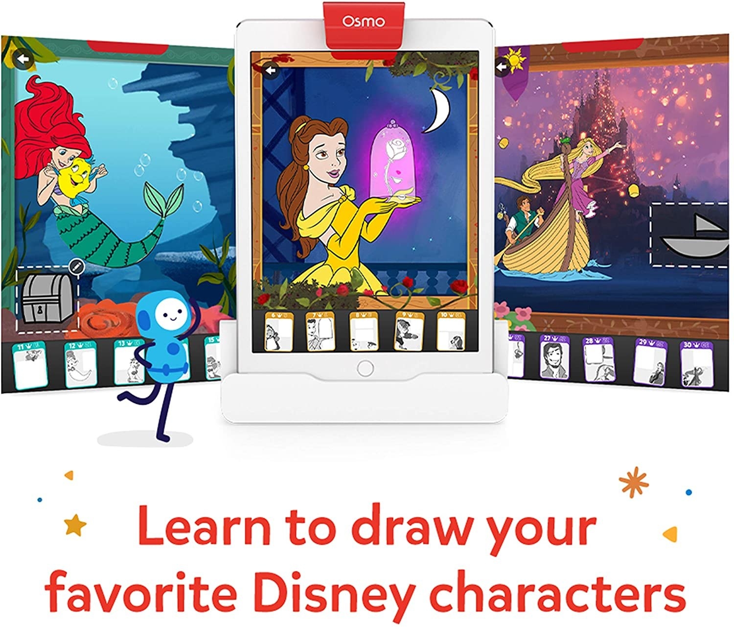 Three different Disney pictures, two showing on screens and one on iPad
