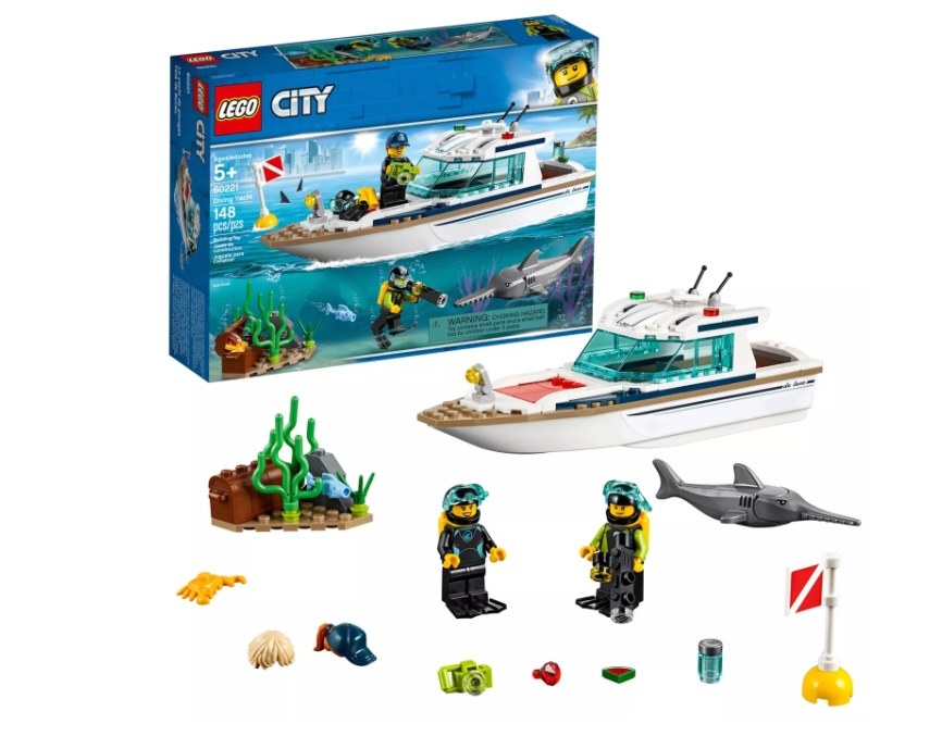 A LEGO yacht ship building toy