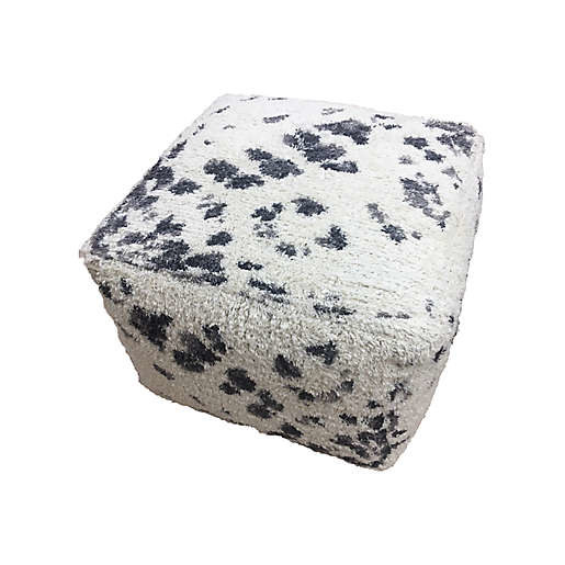 Black and white cube pouf.