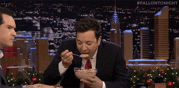 Jimmy Fallon eating cereal on &quot;The Tonight Show.&quot;